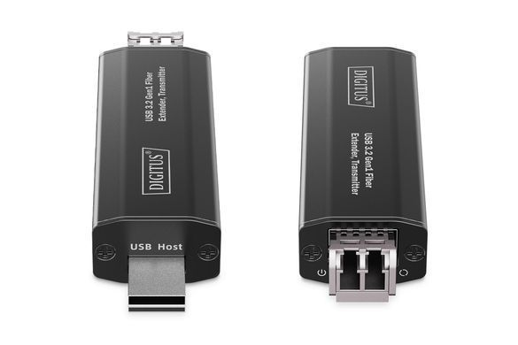 Digitus Подовжувач USB 3.2 Gen1, для використання з кабелем FO MM LC, до 300 м, 3 х USB-A, 1 x USB-C, чорний DA-73122 фото