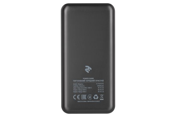 Портативное зарядное устройство Power Bank 2E 20000mAh PD, QC 18W Black 2E-PB2004PD-BLACK фото