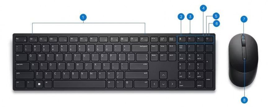 Dell Комплект Pro Wireless Keyboard and Mouse - KM5221W - Ukrainian (QWERTY) 580-AJRT фото