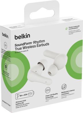 Belkin Навушники TWS Soundform Rhythm True Wireless, білий AUC012BTWH фото