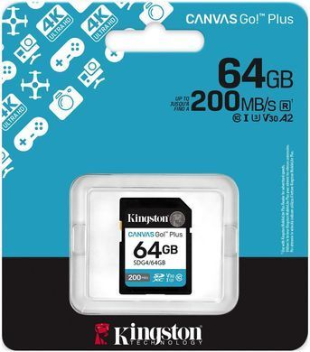 Kingston Карта памяти Kingston SD 64GB C10 UHS-I U3 V30 R200MB/s SDG4/64GB фото