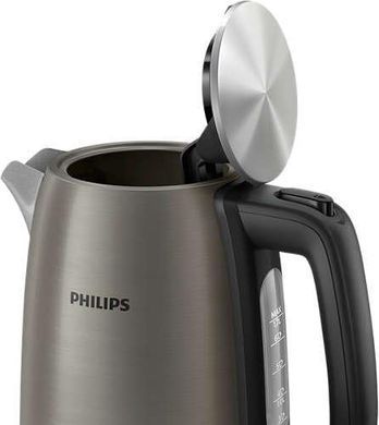 Philips Електрочайник Viva Collection, 1.7л, Strix, метал, чорно-мідний HD9352/30 фото