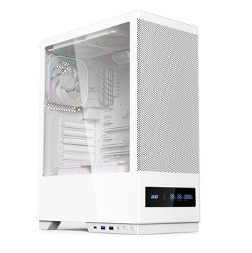 2E Gaming Корпус 2E GAMING Iconic DS V8202B без БЖ, 1xUSB3.0, 1х USB 2.0, 1xUSB Type-C, 3x120мм ARGB, VGA 330мм, LCS ready, контролер з пультом, дисплей, TG Side Panel, ATX, білий 2E-V8202W фото