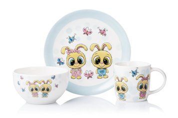 ARDESTO Набір дитячого посуду Bunnies, 3 предмети, порцеляна AR3456BS фото