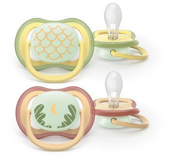 AVENT Пустушка Avent Ultra Air Нічна, 0-6 міс., 2шт, нейтральний дизайн. SCF376/27 фото