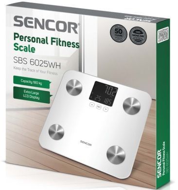 Sencor Весы напольные SBS6025WH, 180 кг, 3хААА, стекло, белый SBS6025WH фото