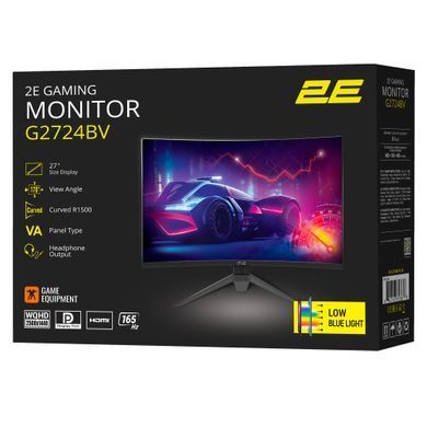 2E Gaming Монитор 27" G2725BV HDMI, DP, VA, 2560x1440, 180Hz, 1ms, CURVED, FreeSync 2E-G2725BV-01.UA фото