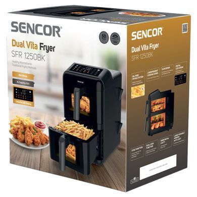Sencor Sencor Dual Vita Fryer, 3000W, bowl-5.8+5.8l, sensore control, plastic, black SFR1250BK фото