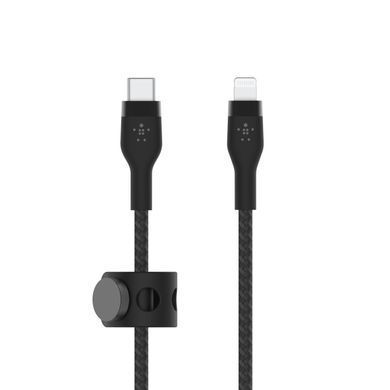 Belkin Кабель USB-С - Lightning, BRAIDED SILICONE, 1m, black CAA011BT1MBK фото