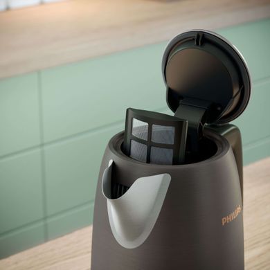 Philips Електрочайник Viva Collection, 1.7л, Strix, метал, чорно-мідний HD9352/30 фото