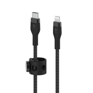 Belkin Кабель USB-С - Lightning, BRAIDED SILICONE, 1m, black CAA011BT1MBK фото