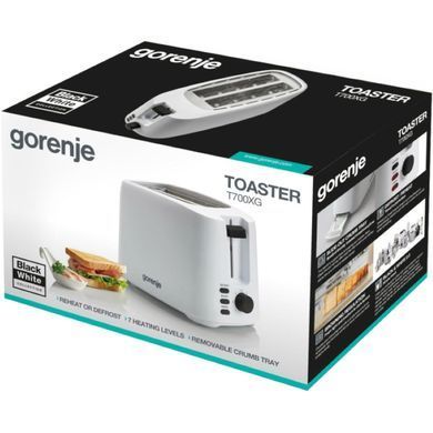 Gorenje Тостер 850Вт, функц. разморозки, автоотключение, пластик, белый T700XG фото