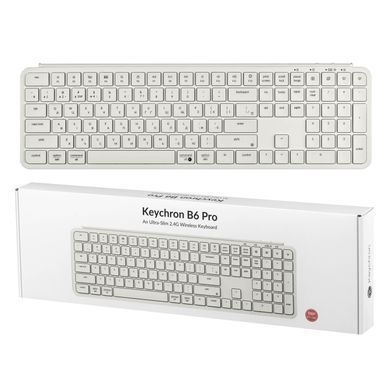 Keychron Клавиатура мембраная B6 Pro, USB/WL/BT, ivory white B6P-K8-UA фото