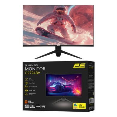 2E Gaming Монитор 27" G2725BV HDMI, DP, VA, 2560x1440, 180Hz, 1ms, CURVED, FreeSync 2E-G2725BV-01.UA фото