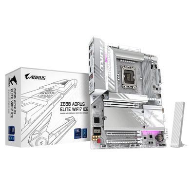 Gigabyte Материнская плата Z89 AORUS ELITE WF7 ICE s1851 Z890 4xDDR5 M.2 Wi-Fi BT HDMI DP ATX Z890_A_ELITE_WF7_ICE фото