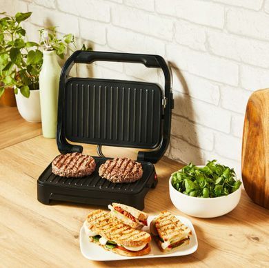 Tefal Гриль прижимной Inicio Compact 1000Вт, темп. режимов-1, алюминий, черный GC270D10 фото