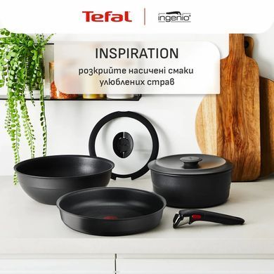 Tefal Набір посуду Tefal Ingenio Inspiration, 6предметів, алюміній, скло, бакеліт, чорний L867S604 фото