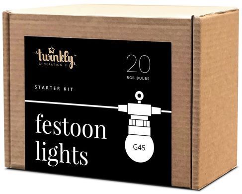 Twinkly Гірлянда Smart LED Twinkly Festoon RGB 20, G45, Gen II, IP44, 10м, кабель чорний TWF020STP-BEU фото