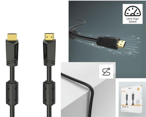 Кабель Hama HDMI - HDMI 4K Ethernet Gold 15 m Black 00205010 фото