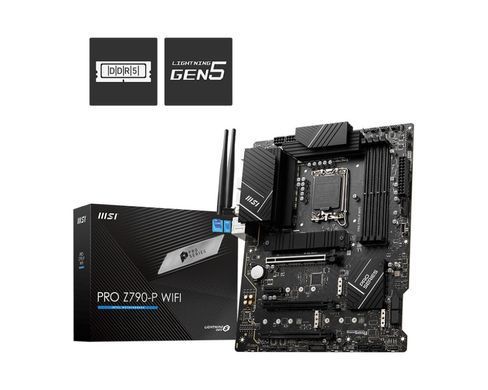 MSI Материнcкая плата PRO Z790-P WIFI DDR5 s1700 Z790 4xDDR5 M.2 HDMI DP Wi-Fi BT ATX 911-7E06-090 фото