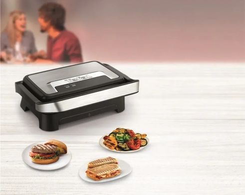 Tefal Гриль прижимной Inicio Compact 1000Вт, темп. режимов-1, алюминий, черный GC270D10 фото