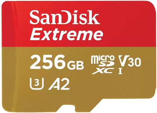 Карта пам'яті SanDisk microSD 256GB C10 UHS-I U3 R190/W130MB/s Extreme V30 SDSQXAV-256G-GN6MN фото