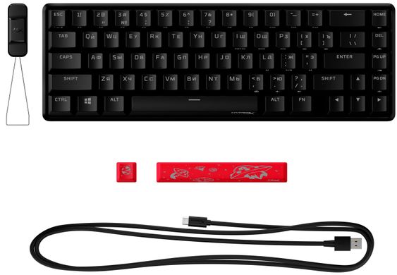 Клавіатура HyperX Alloy Origins 65 Red USB RGB ENG/RU, Black 4P5D6AX фото
