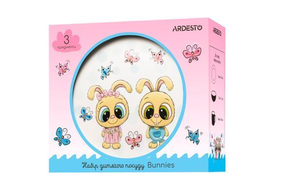 ARDESTO Набір дитячого посуду Bunnies, 3 предмети, порцеляна AR3456BS фото