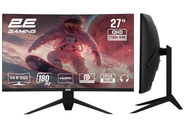2E Gaming Монитор 27" G2725BV HDMI, DP, VA, 2560x1440, 180Hz, 1ms, CURVED, FreeSync 2E-G2725BV-01.UA фото
