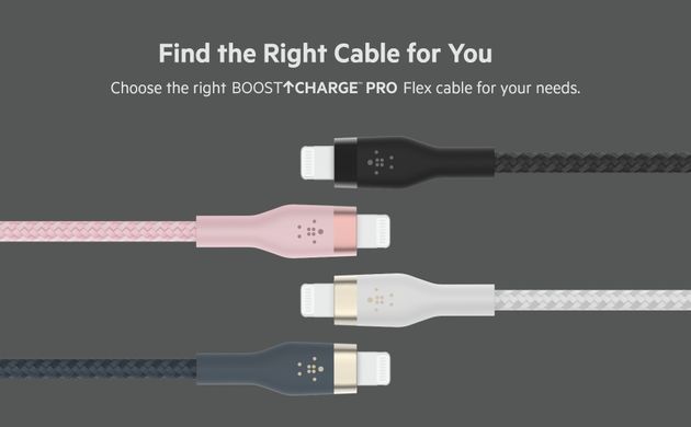 Belkin Кабель USB-С - Lightning, BRAIDED SILICONE, 1m, black CAA011BT1MBK фото