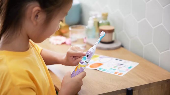 Philips Щітка зубна елекр. Sonicare For Kids, для дітей, насадок-1, 2 комплекти наклейьок, білий HX3601/01 фото