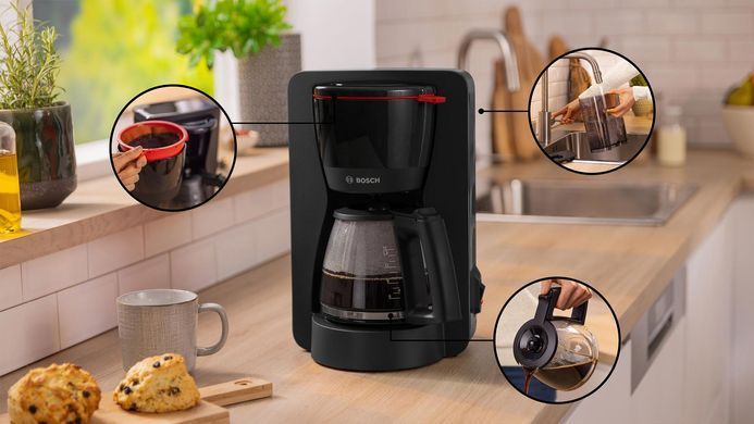 Bosch Кофеварка капельная 1.25л, молотая, черная TKA2M113 фото