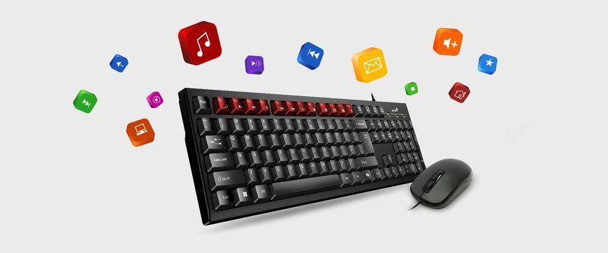 Genius Комплект клавиатура и мышь Genius KM-100SE, AI, EN/UKR, черный 31330009410 фото