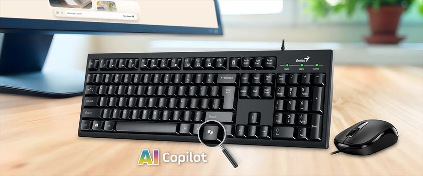 Genius Комплект клавиатура и мышь Genius KM-100SE, AI, EN/UKR, черный 31330009410 фото