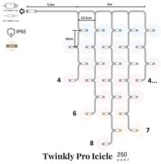 Twinkly Pro Smart LED Гирлянда Twinkly Pro Icicle AWW 250, AWG22, IP65, прозрачный TW-PLC-I-CA-250GOP-T фото