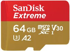 Карта памяти SanDisk microSD 64GB C10 UHS-I U3 R170/W80MB/s Extreme V30 SDSQXAH-064G-GN6MN фото