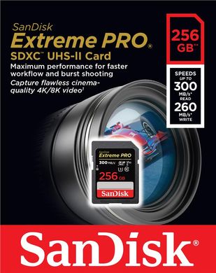 Карта пам'яті SanDisk SD 256GB C10 UHS-II U3 V90 R300/W260MB/s Extreme Pro SDSDXDK-256G-GN4IN фото