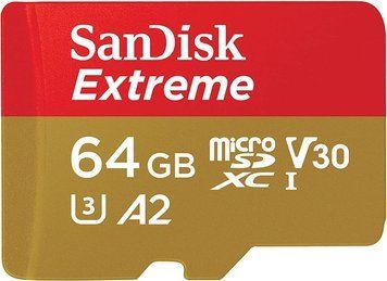 SanDisk Карта памяти microSD 64GB C10 UHS-I U3 R170/W80MB/s Extreme V30 + SD SDSQXAH-064G-GN6MA фото