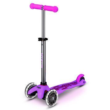 Самокат MICRO серии "Mini Deluxe Glow LED" - МОРОЗНЫЙ РОЗОВЫЙ (до 50 kg, 3-х колесный, свет) MMD217 фото