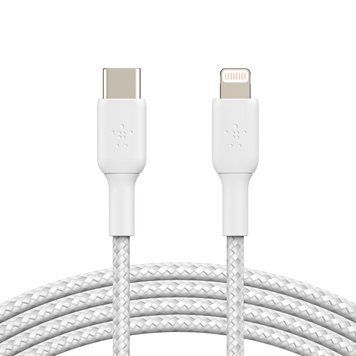 Belkin Кабель USB-C > Lightning заряджання/синхронізації 2м, 30Вт, Type-C, плетений, білий CAA004BT2MWH фото