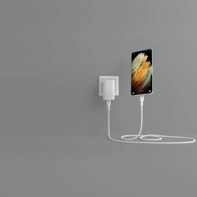 Belkin Кабель USB-С - USB-C витой, силиконовый, с ремешком на магните, 1м, белый CAB011BT1MWH фото