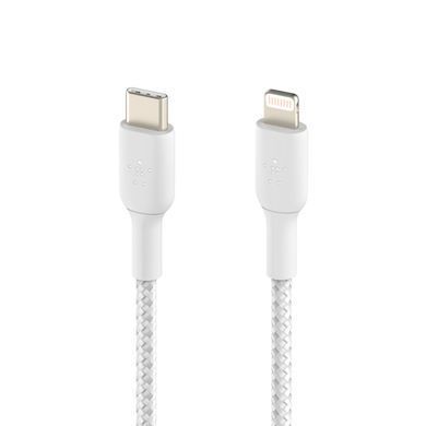 Belkin Кабель USB-C > Lightning заряджання/синхронізації 2м, 30Вт, Type-C, плетений, білий CAA004BT2MWH фото