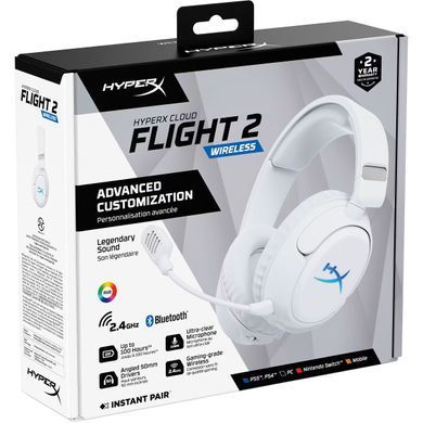 HyperX Headset HyperX Cloud Flight 2, WL/USB-A/USB-C, white B5VC5AA фото