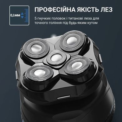Rowenta Бритва електр. для голови Rowenta роторна Gentle Bald, бритв.головок-5, Li-Ion, сух.+волог., чорно-синій TN3110E0 фото