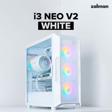 Zalman Корпус I3 Neo V2 без БЖ 2xUSB3.0, 1x Type C, 4x120мм RGB, VGA 400мм, LCS ready, TG Side Panel, ATX, білий I3NEOV2WHITE фото