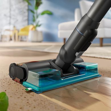 Philips Пилосос безпровідний Aqua Series 7000, вологе прибирання, конт пил -0.6л, автон. робота до 80хв, LED підствітка, турборежим, чорно-блакитний XC7163/01 фото