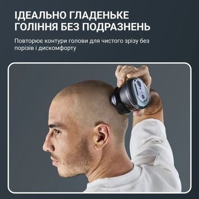 Rowenta Бритва електр. для голови Rowenta роторна Gentle Bald, бритв.головок-5, Li-Ion, сух.+волог., чорно-синій TN3110E0 фото