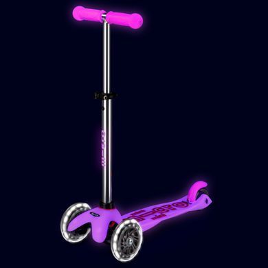 Самокат MICRO серії "Mini Deluxe Glow LED" &ndash; МОРОЗНИЙ РОЖЕВИЙ (до 50 kg, 3-х колісний, світло) MMD217 фото