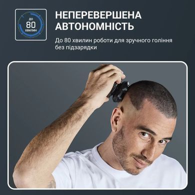 Rowenta Бритва електр. для голови Rowenta роторна Gentle Bald, бритв.головок-5, Li-Ion, сух.+волог., чорно-синій TN3110E0 фото