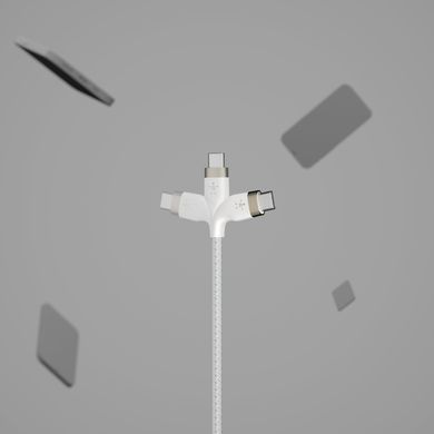 Belkin Кабель USB-С - USB-C витой, силиконовый, с ремешком на магните, 1м, белый CAB011BT1MWH фото